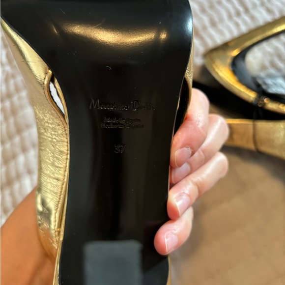 NWT Massimo Dutti gold square toe heel sandal 37 - Picture 7 of 9